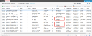 Incident list showing changed image owners after search and replace