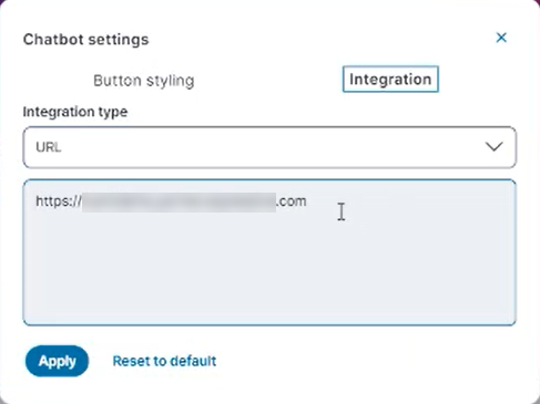 screenshot of the chatbot settings form