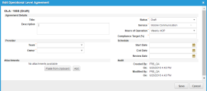 New Operational Level Agreement
