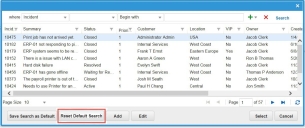 Location of Reset Default Search button