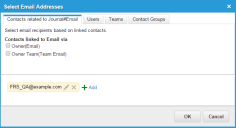 The Select Email Addresses dialog box.