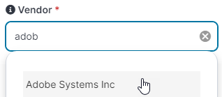 Vendor drop-down