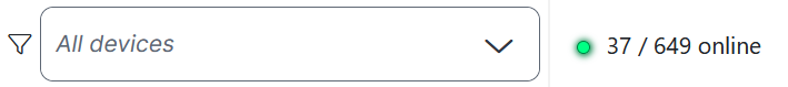 The drop-down menu to select a predefined target, with the default selection 'All devices'. The counter for x number of online endpoints out of possible y is to the right of it.