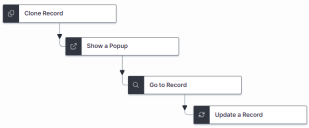 screenshot of show a pop-up composite block, example shows pop-up action that will enable the user to choose an option