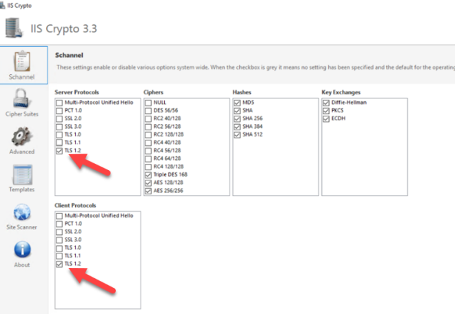 Enable TLS 1.2 in IIS