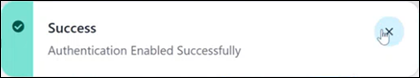 screenshot of the external authentication success message