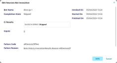 Screenshot of the edit neurons bot invocation dialog