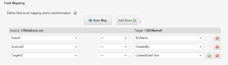 Map the fields to be imported.