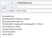 Sending an email to create a generic business object.