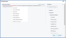Dropdown menu from the parameter inside the expression editor.