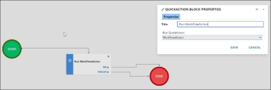 Screenshot of the workflow designer showing the workflow properties block
