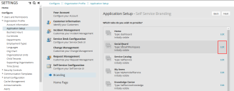 Edit the brandings to configure Self Service portal