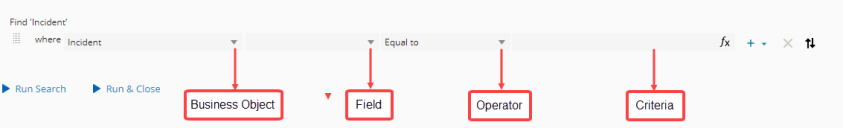 Search conditions shown such as operators