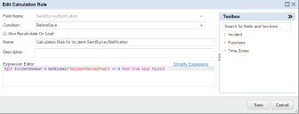 Configuring the survey business rule.