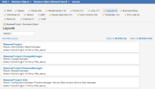 A list of all the layouts used for a business object.