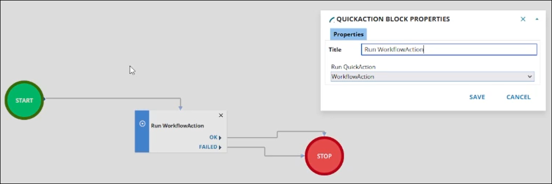 Screenshot of the workflow designer showing the workflow properties block