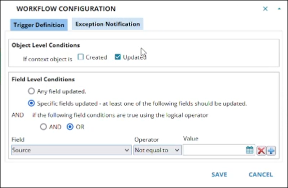 Screenshot showing the workflow configuration dialog configured to run a Neurons Bot Quick Action