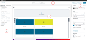 Page Designer with numbered annotations to describe the different sections of the user interface.