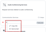 View of the Copy link and Send email options.