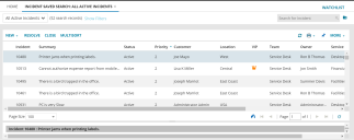 Example of workspace list showing records