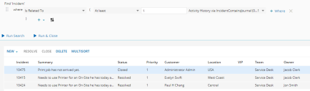 example for searching for incidents related to three tasks