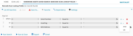 Barcode lookup fields are used by the app to identify scanned assets. Asset Administrators have the option of editing the fields.