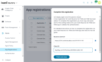 To complete the new app registration, copy both the Neruons Auth URL and Client ID.
