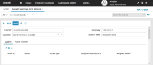 Subnet Mapping workspace used to create a list of subnets for associating to a location.