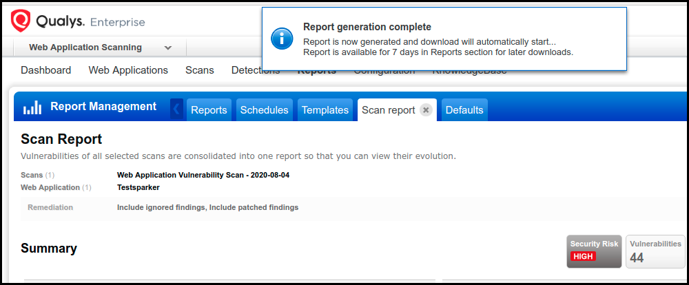 Qualys Web Application Scanning