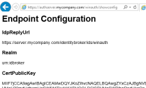 Endpoint Configuration page of the Windows Authentication Provider