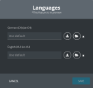The setup/languages page for the Web Portal, showing two custom languages.