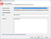 Specify service properties in the Identity Director Service Wizard