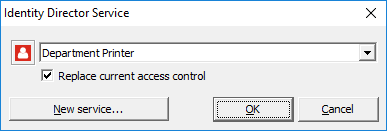Window to select an Identity Director service
