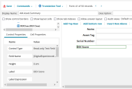 Configuration Console page used to configure the control properties for an updated form.