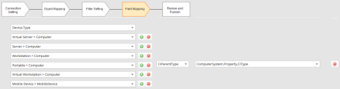 define how fields in the source database are mapped to fields in the target ITAM database. 