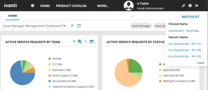 Use the watchlist to pin assets, purchase orders, Product Catalog items, etc. that you want to access with a single click.