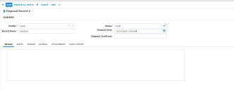 More drop-down menu enables Asset Administrators to change the asset type.
