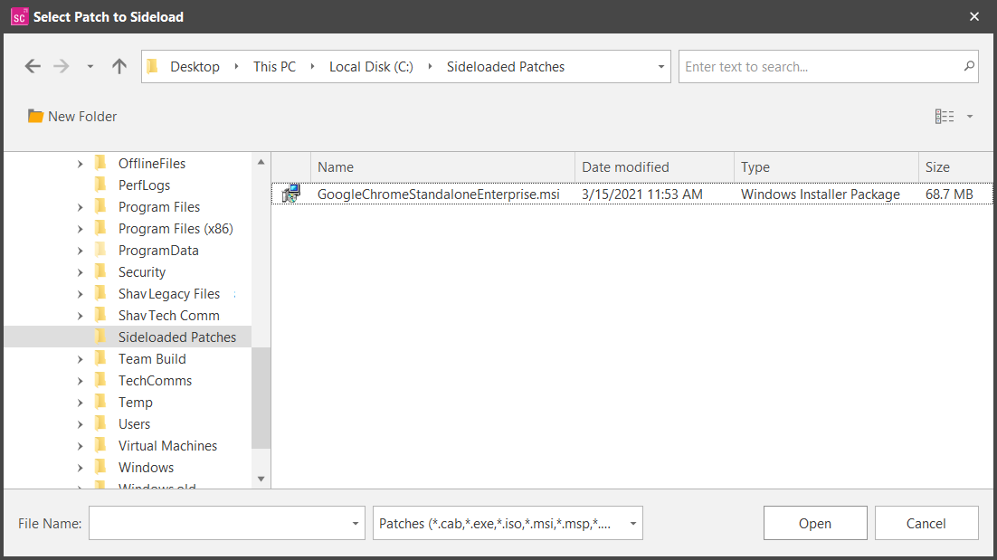 Manually Acquiring Patches from the Vendor (Sideloading)