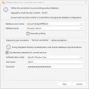 database setup tool dialog, Services connection tab