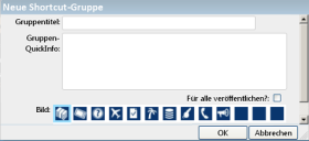 Dialogfeld „Neue Shortcut-Gruppe“