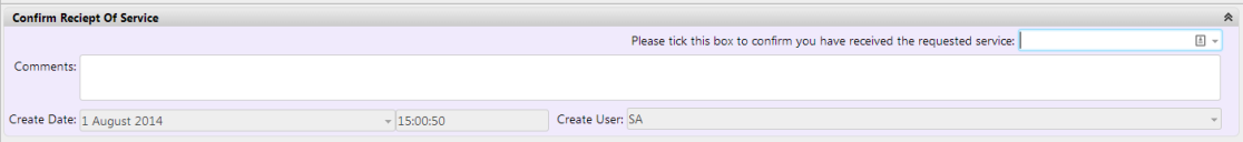 Confirm Receipt of Service window