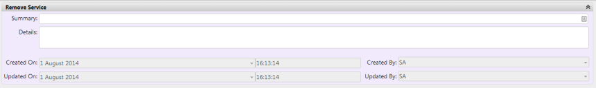 Remove Service window