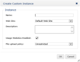 Create Custom Instance dialog