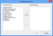 Behaviour Selection dialog