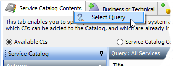 Select Query menu