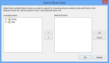 Search Phone Rules dialog