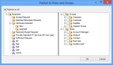 Publish to Roles and Groups dialog