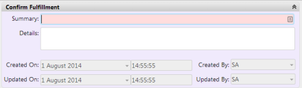 Confirm Fulfillment window