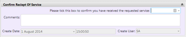 Confirm Receipt of Service window