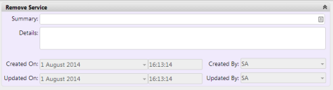 Remove Service window